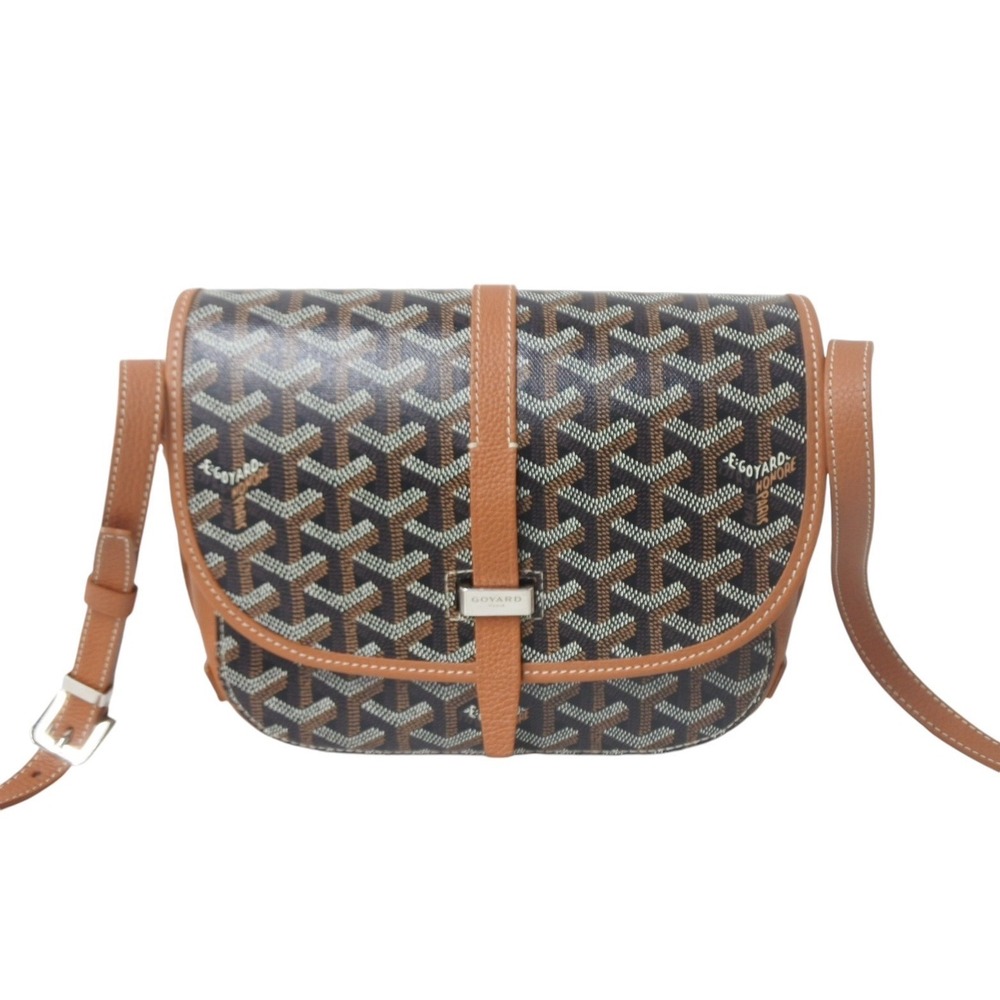 Goyard Shoulder Belvedere Black Leather Brown Bag